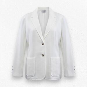 Vintage 90s White Structured Patch Pocket Textured Blazer Jacket Size Medium